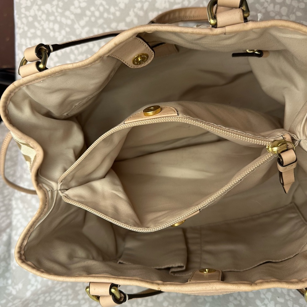 Coach Elegant Beige and Teal Designer Tote Bag F28501 - Picture 9 of 10